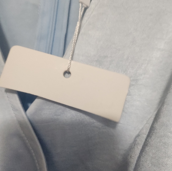 Selfie Leslie CAMI ANGEL SLEEVE FAUX WRAP DRESS STEEL BLUE - Picture 14 of 16